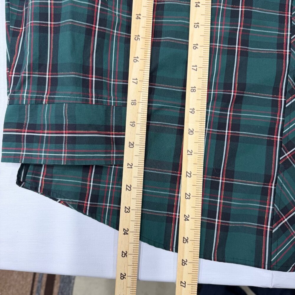 Foxcroft plaid shirt women's size 16 green decorative buttons 3/4 sleeves - Picture 11 of 12